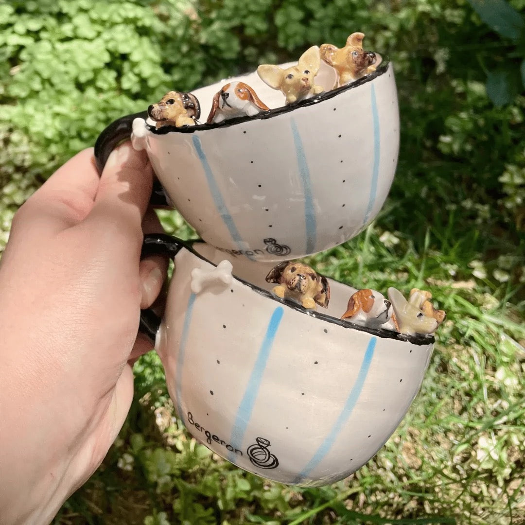 Custom Ceramic Pet Mug on the edge