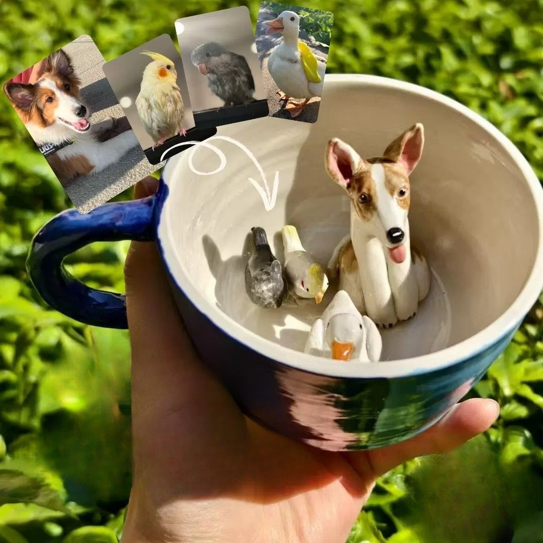 Custom Ceramic Pet Mug on the edge