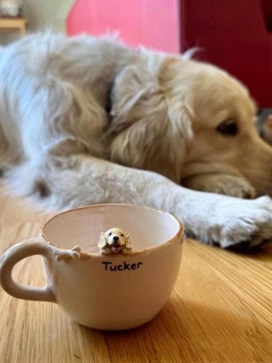 Custom Ceramic Pet Mug on the edge