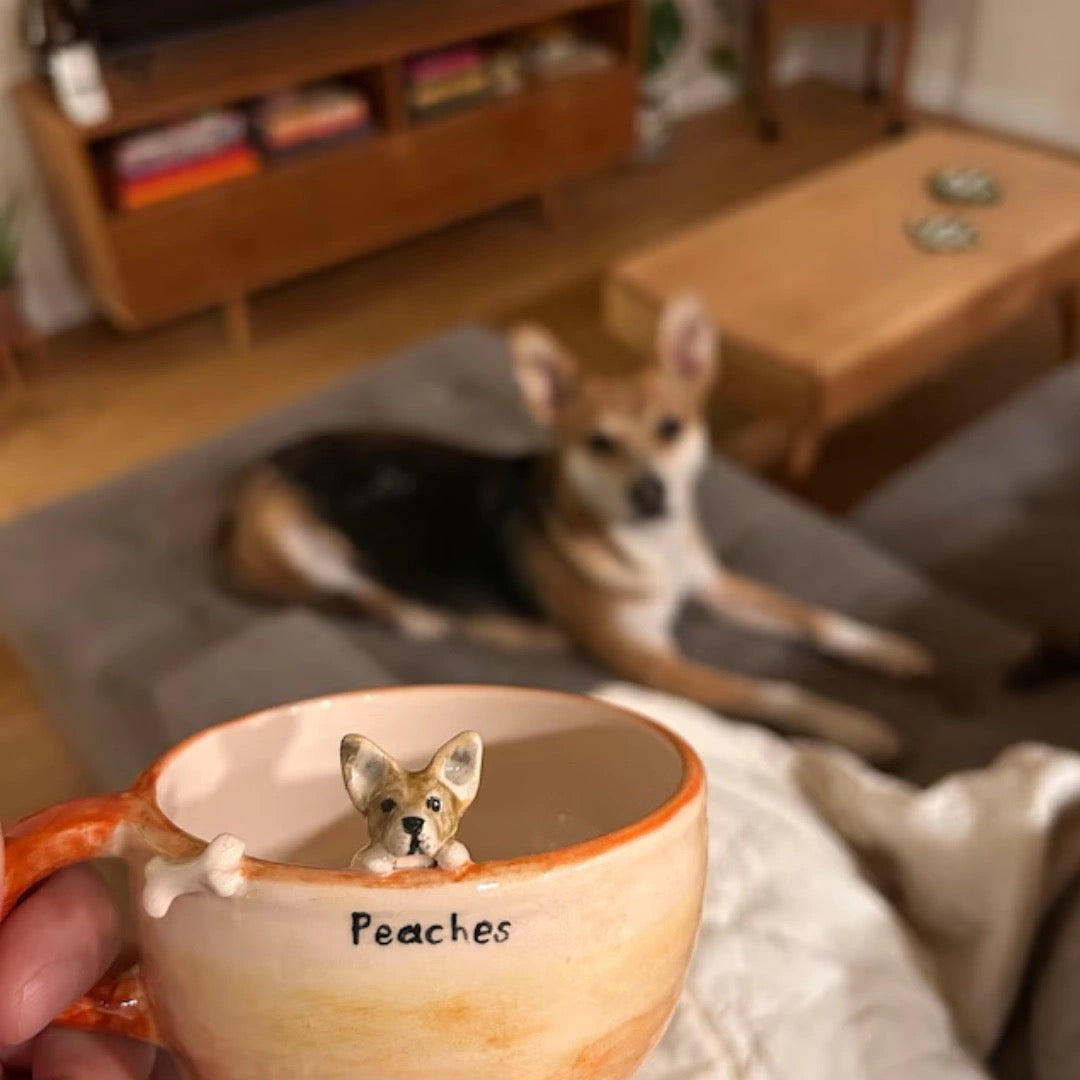 Custom Ceramic Pet Mug on the edge