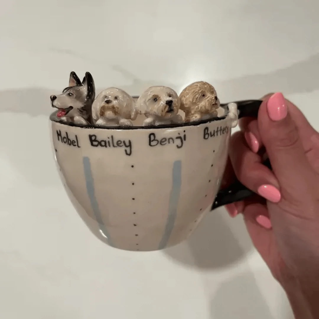 Custom Ceramic Pet Mug on the edge