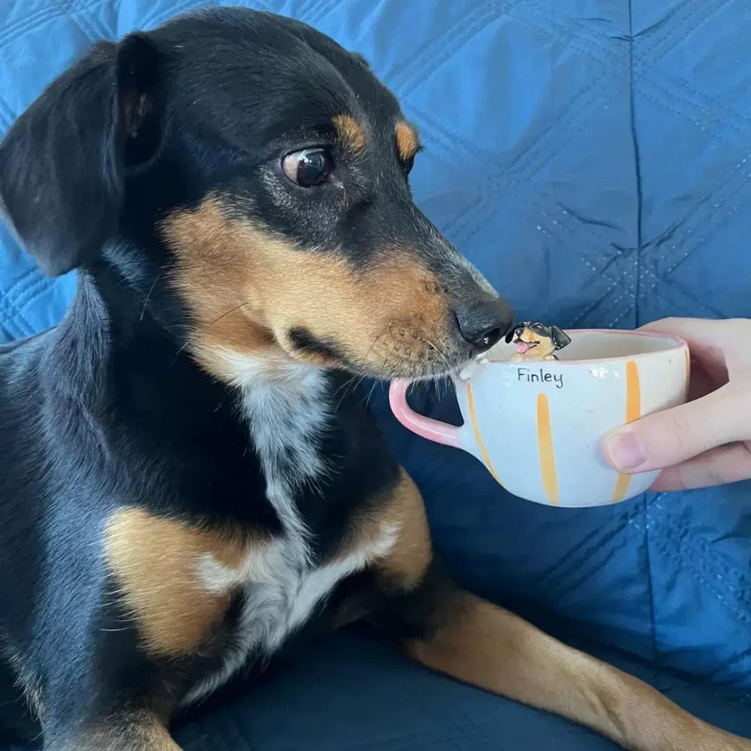 Custom Ceramic Pet Mug on the edge